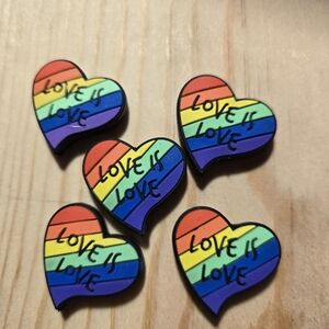 Rainbow Heart Silicone Beads